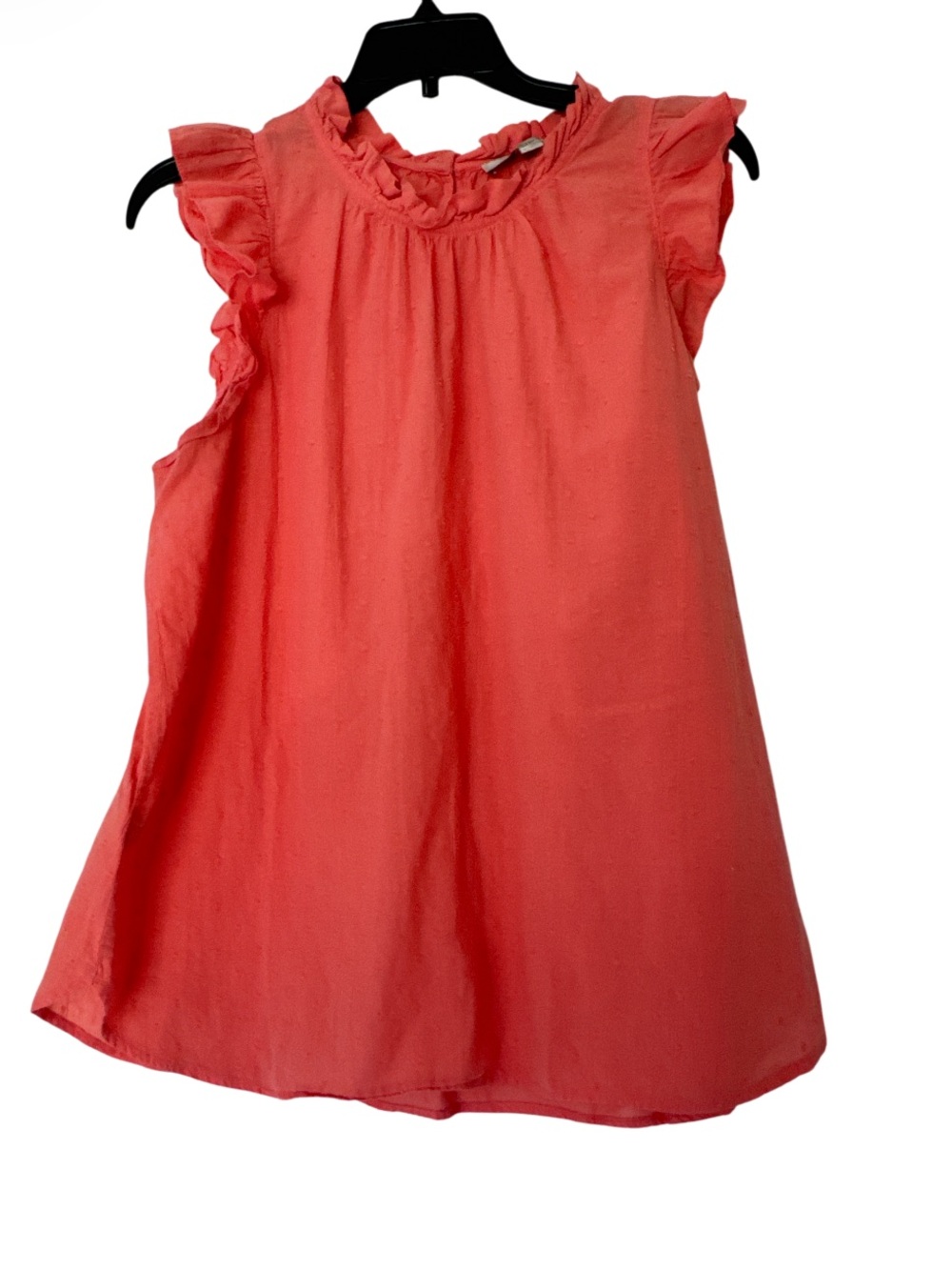 LOFT Coral Ruffle Sleeve Tunic Pink Swiss Dot Ruffle Blouse - Size L